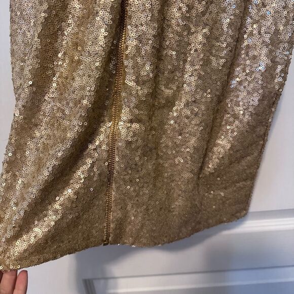 Dress The Population Women’s Lucy Sequin Mini Dress in Brushed Gold Size Medium - Picture 9 of 13